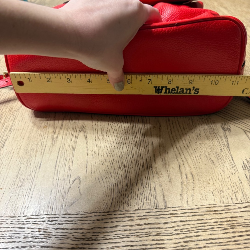 Michael Kors‎ Red Pebbled Leather Convertible Backpack Purse Gold Hardware - Picture 7 of 16